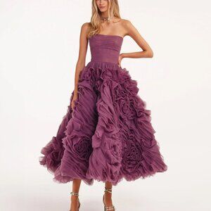 Milla, itsmilla, Milla Nova dramatically flowered tulle dress in wine co…